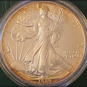 1989 $1 Silver American Eagle - Uncirculated - Toned